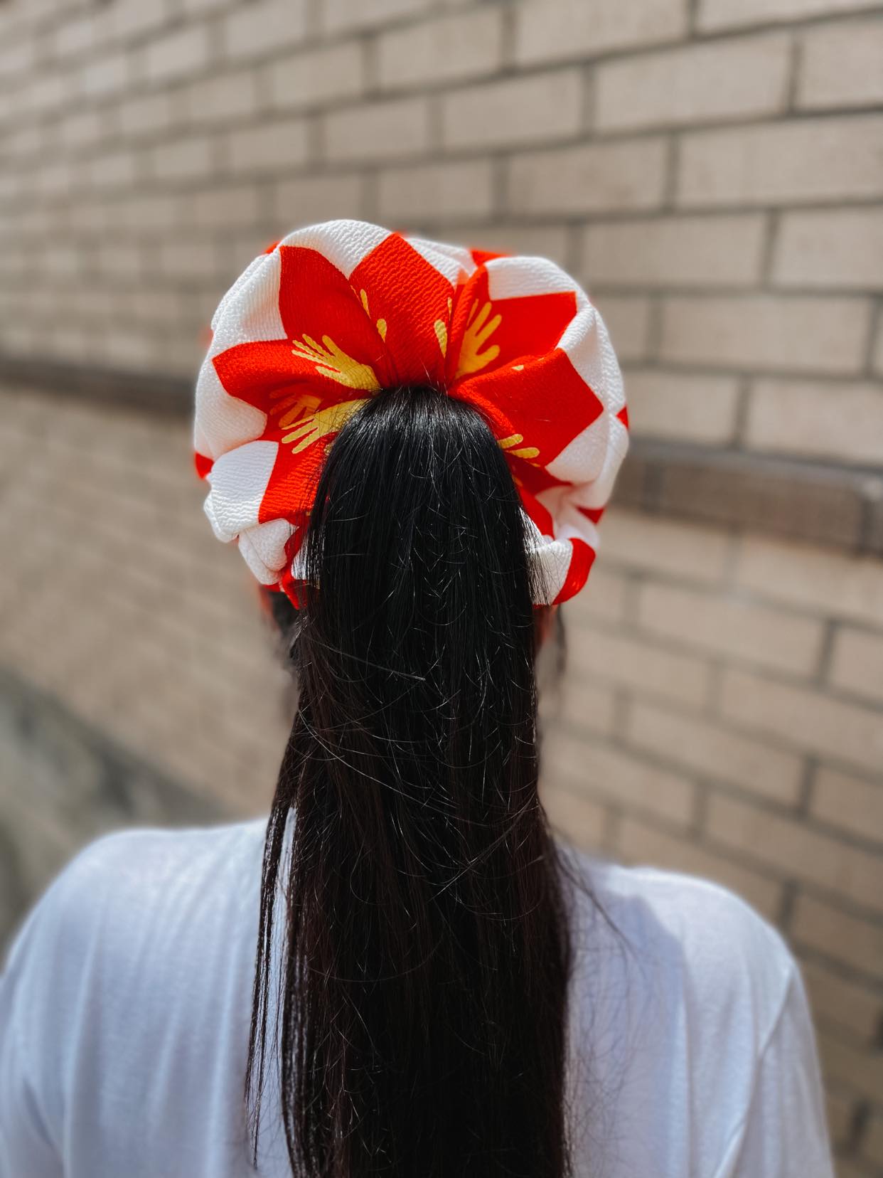 Friendship Ribbonwork Jumbo Scrunchie Red
